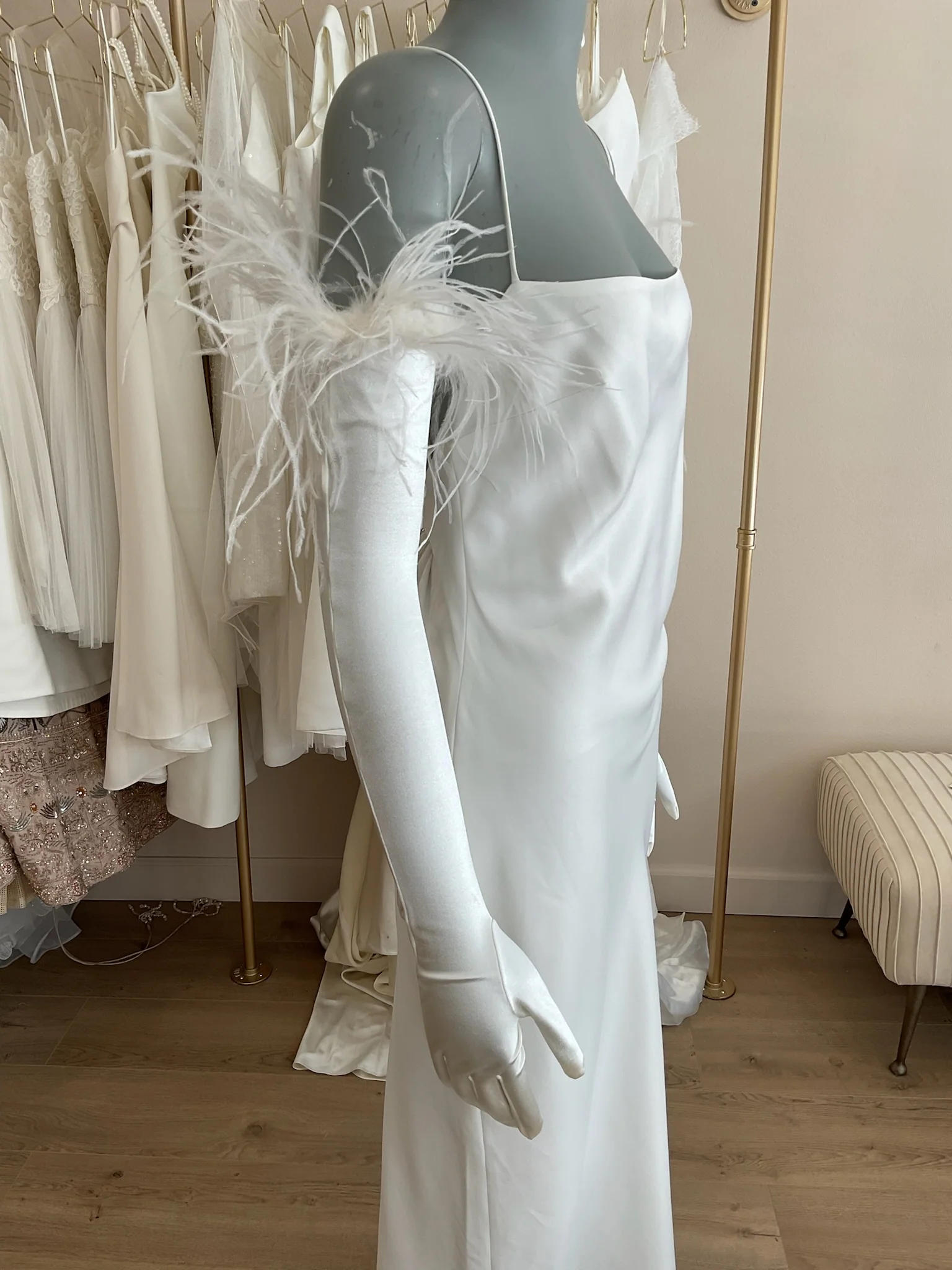 Cornelia James - Ariadne Satin Ostrich Feather Gloves (8) - Image 2