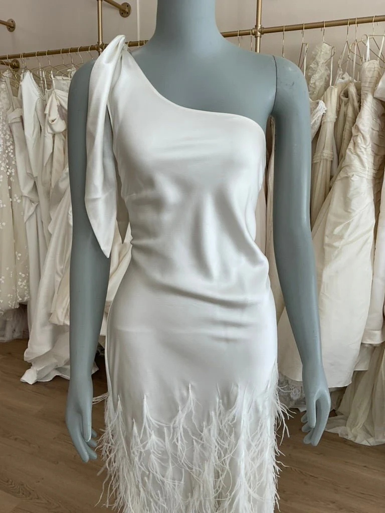 Cult Gaia - Gheta One shoulder Feather & Silk Gown (14) - Image 3