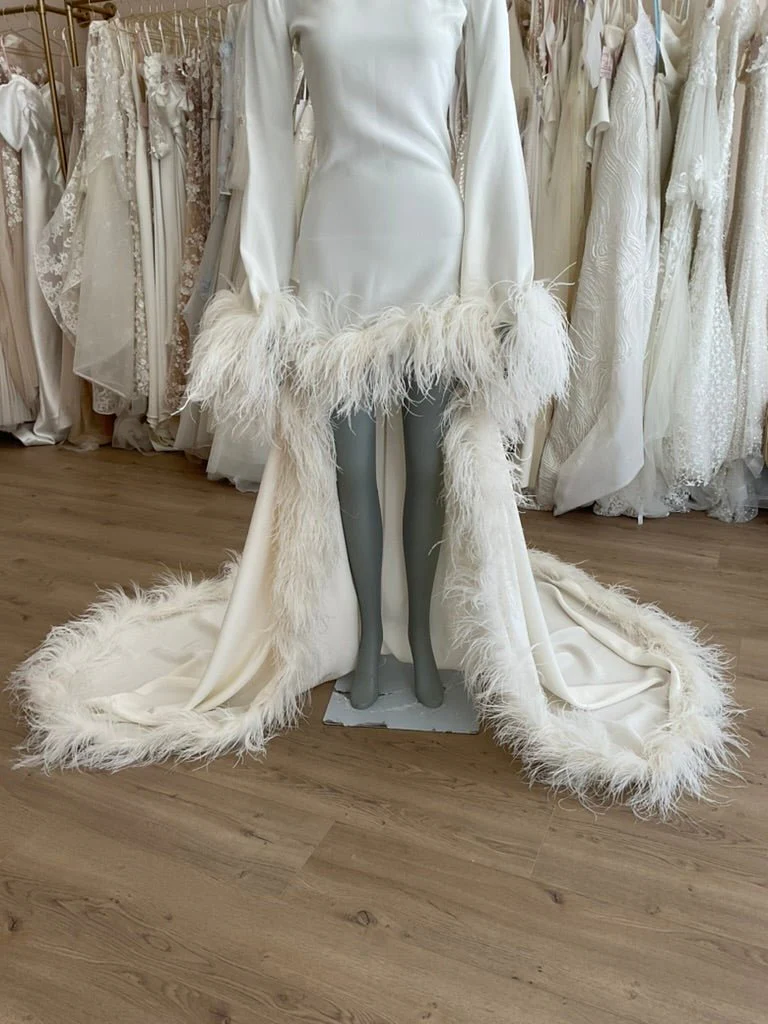 Ivan Young - Ostrich Feather Trim Hi-Low Gown (XS) - Image 3