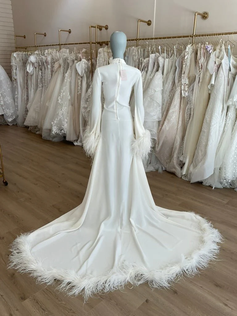 Ivan Young - Ostrich Feather Trim Hi-Low Gown (XS) - Image 4