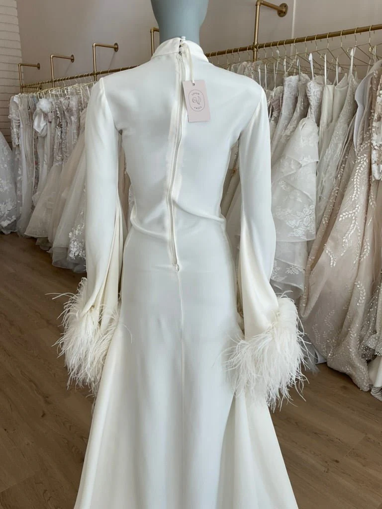 Ivan Young - Ostrich Feather Trim Hi-Low Gown (XS) - Image 5